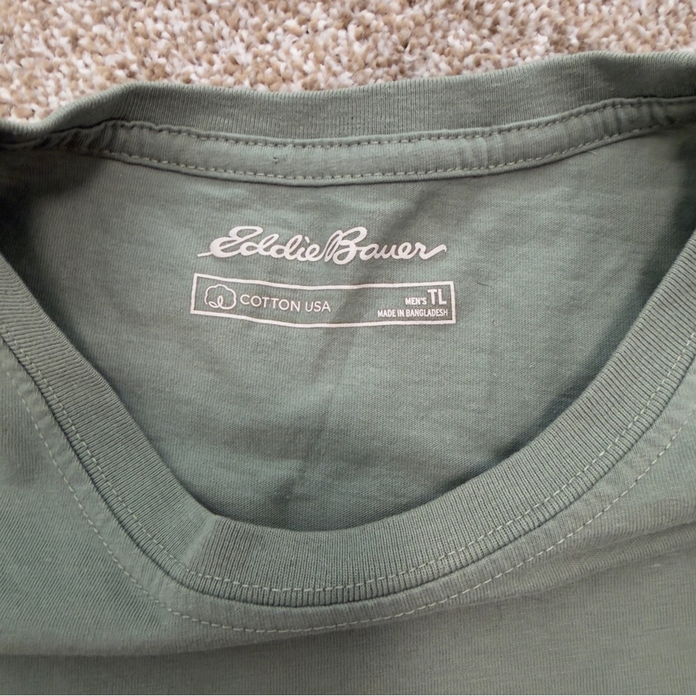 Eddie Bauer Graphic Tee Mt Rainier Green Outdoor Hiking Nature Shirt Mens TL - Picture 6 of 9